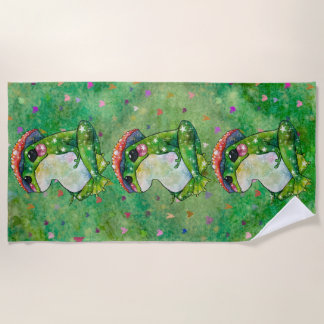 Frog named Clover Beach Towel