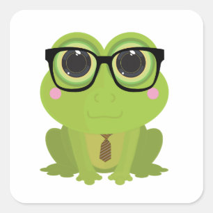 Frog Nerd Square Sticker
