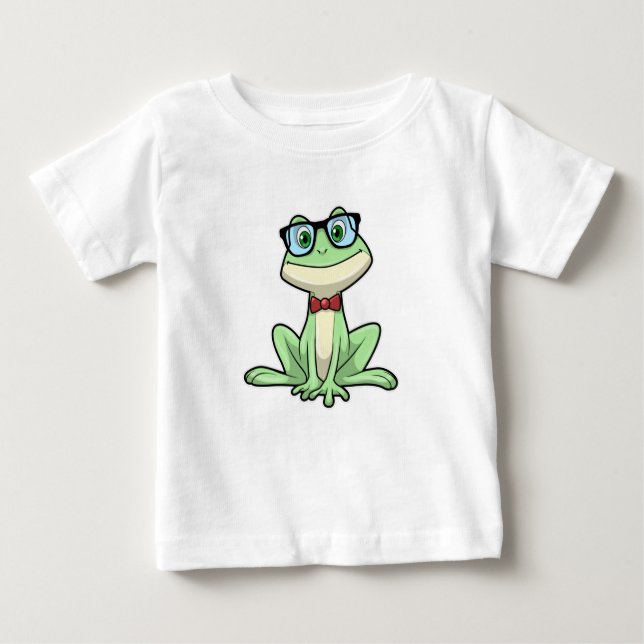 Frog Nerd Student Glasses Tie Baby T-Shirt (Front)
