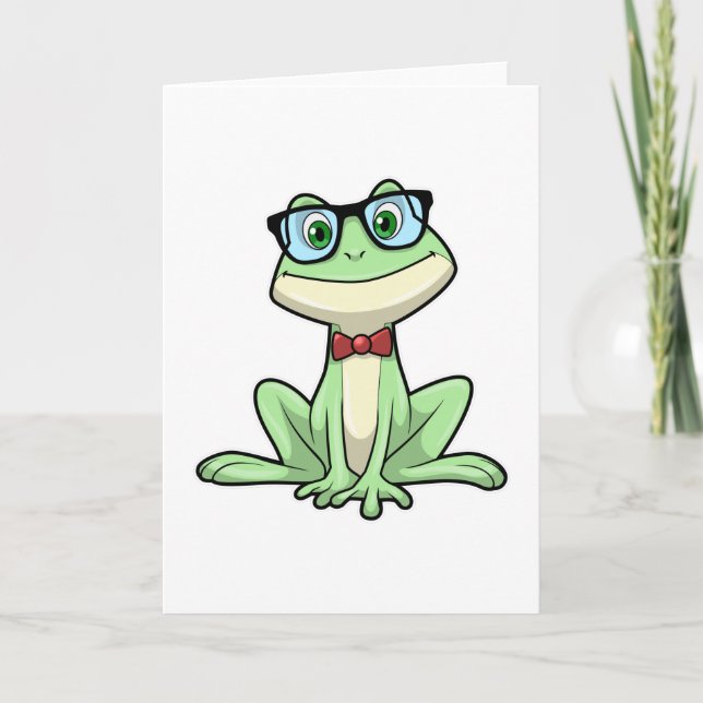 Frog Nerd Student Glasses Tie Card (Front)