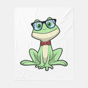 Frog Nerd Student Glasses Tie Fleece Blanket