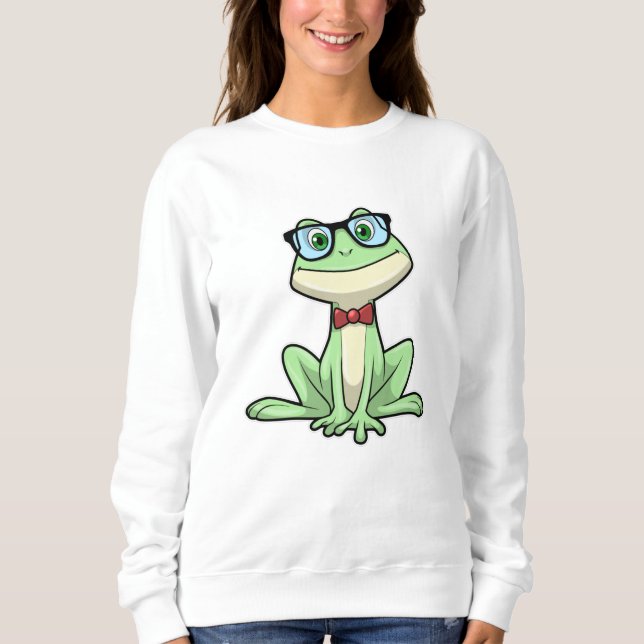 Frog Nerd Student Glasses Tie Sweatshirt (Front)