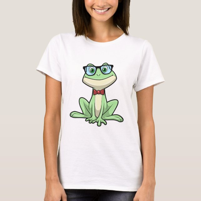 Frog Nerd Student Glasses Tie T-Shirt (Front)