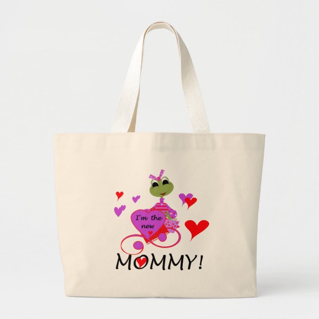 Frog New Mummy T-shirts and Gifts Large Tote Bag (Front)