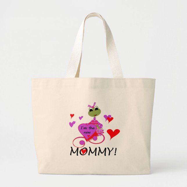 Frog New Mummy T-shirts and Gifts Large Tote Bag (Front)