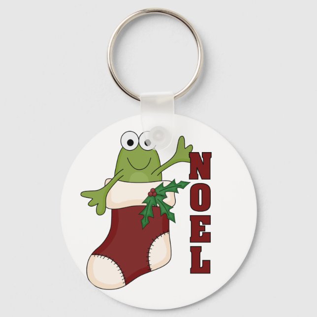 Frog Noel Holiday Tshirts and Gifts Key Ring (Front)