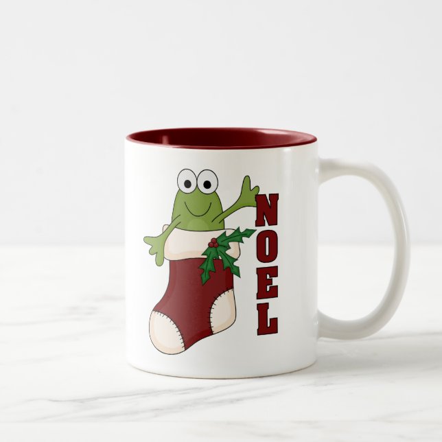 Frog Noel Holiday Tshirts and Gifts Two-Tone Coffee Mug (Right)