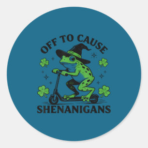 Frog off to cause shenanigans st patricks day funn classic round sticker