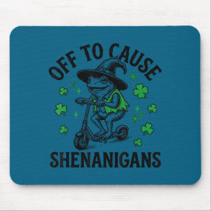 Frog off to cause shenanigans st patricks day funn mouse pad