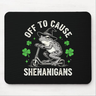 Frog off to cause shenanigans st patricks day funn mouse pad