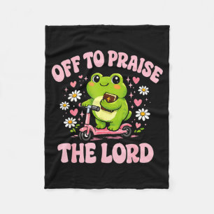 Frog off to praise the lord fleece blanket