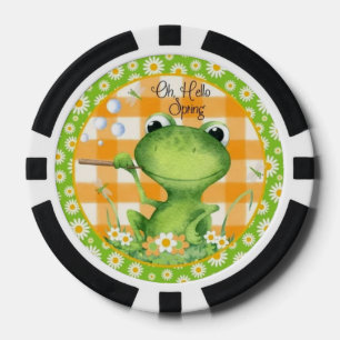 Frog “Oh, Hello Spring” Fun Seasonal Poker Chips