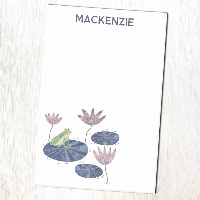 Frog on a Lily Leaf Personalised Post-it Notes (Fun Frog personalized custom name Post-it sticky notes)