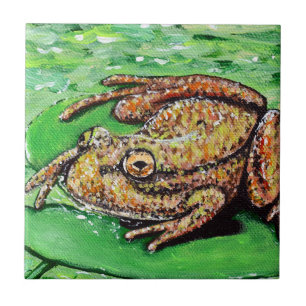 Frog on a Lily Pad Painting Ceramic Tile