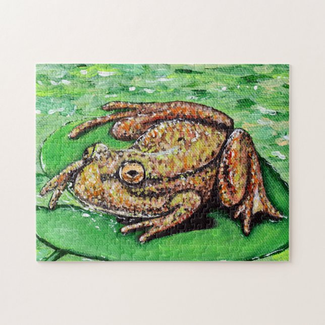 Frog on a Lily Pad Painting Jigsaw Puzzle (Horizontal)