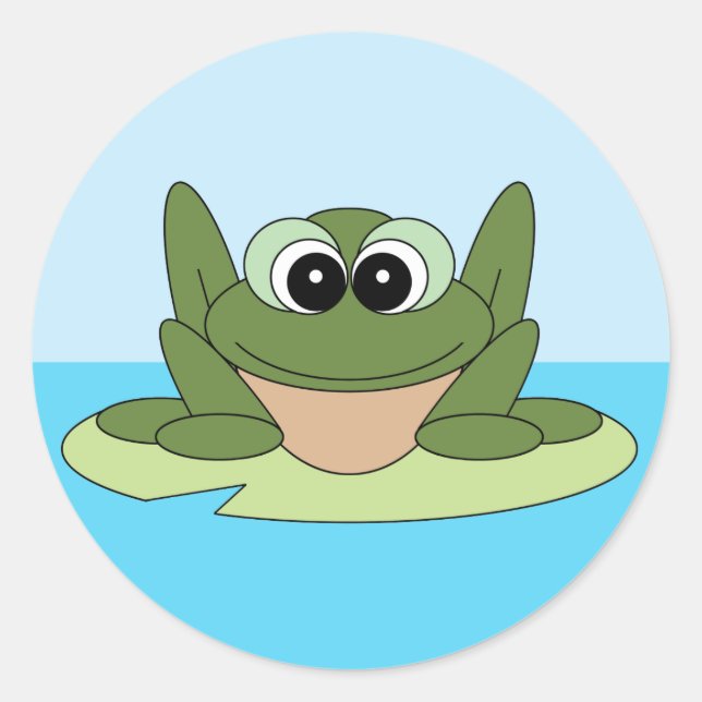 Frog on a Lily Pad Sticker (Front)