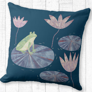 Frog on a Lily Pond Cushion