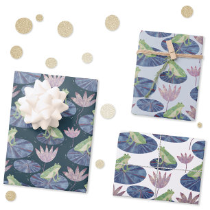 Frog on a Lily Pond Wrapping Paper Sheet