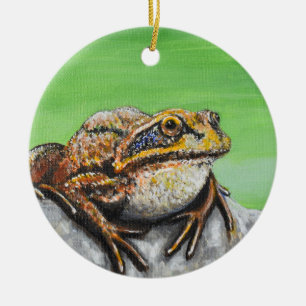 Frog on a Rock painting Ceramic Ornament
