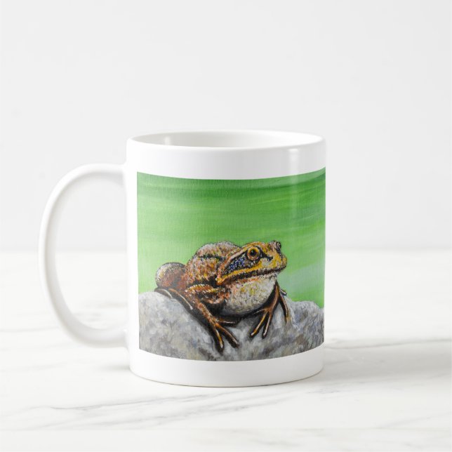 Frog on a Rock painting Coffee Mug (Left)