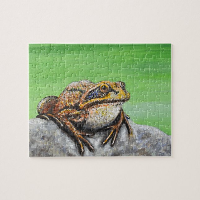 Frog on a Rock painting Jigsaw Puzzle (Horizontal)