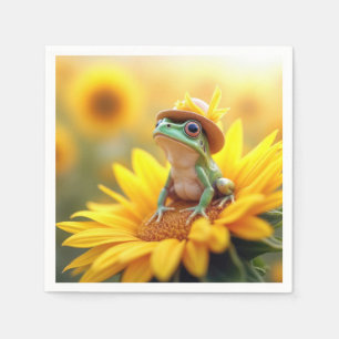 Frog On a Sunflower Napkin