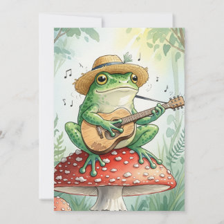 Frog on a Toadstool Holiday Card