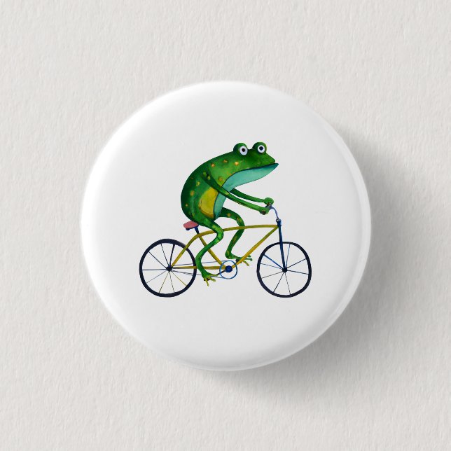 Frog On Bicycle 3 Cm Round Badge (Front)