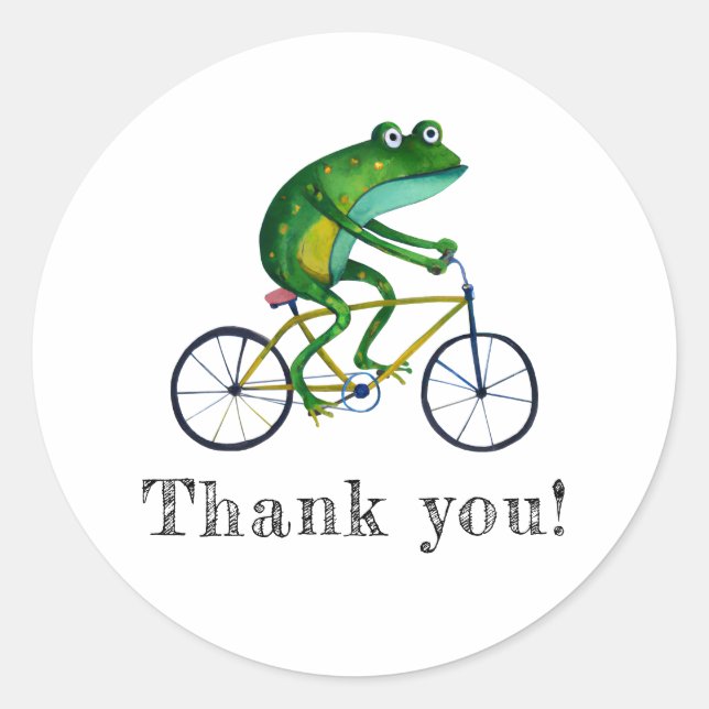 Frog On Bicycle Classic Round Sticker (Front)