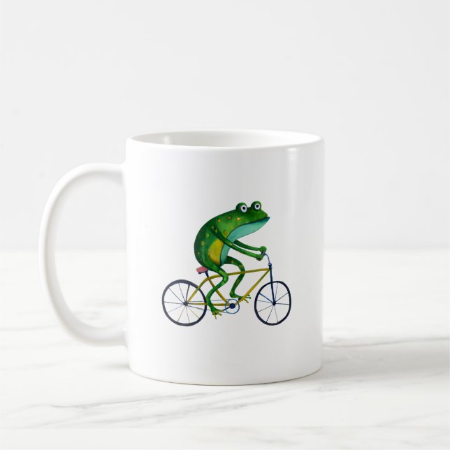 Frog On Bicycle Coffee Mug (Left)