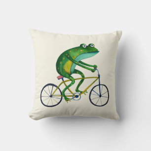 Frog On Bicycle Cushion