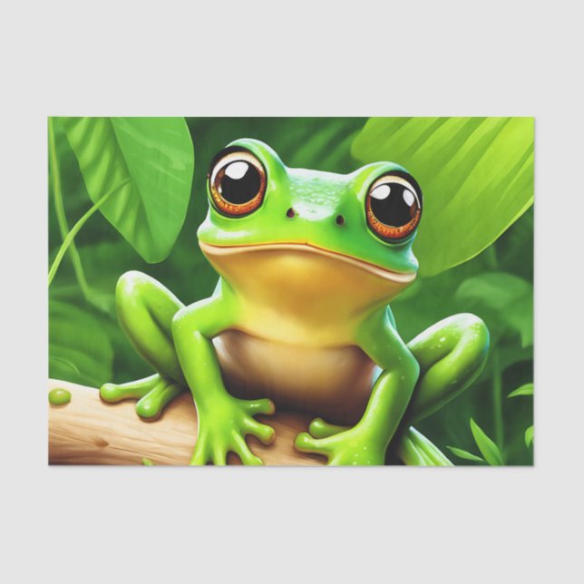 Frog on branch Nature Art Tissue Paper (Front)