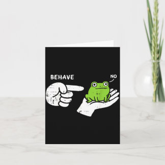 Frog On Hand Behave Funny Meme Cartoon Men Women Card