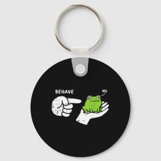 Frog On Hand Behave Funny Meme Cartoon Men Women Key Ring