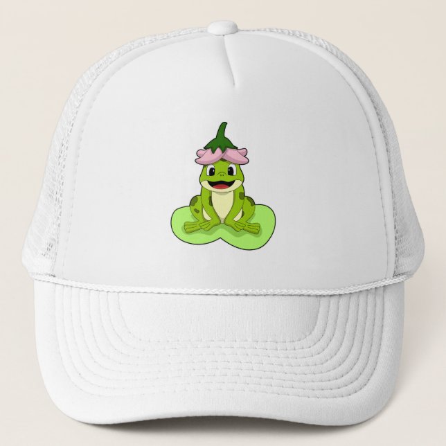 Frog on Leaf Trucker Hat (Front)