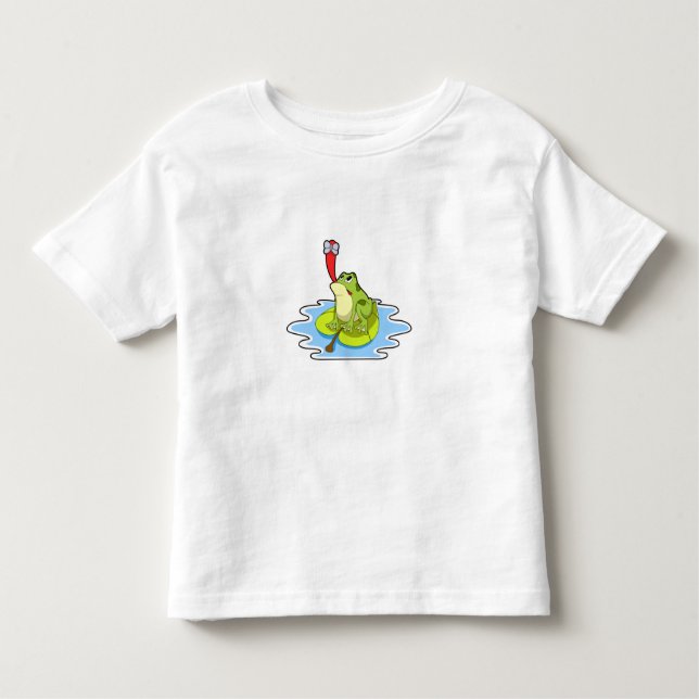 Frog on Leaf with Insect Toddler T-Shirt (Front)