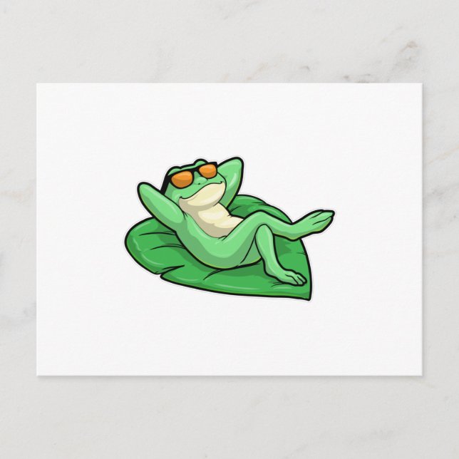 Frog on Leaf with Sunglasses Postcard (Front)