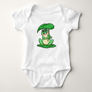 Frog on Leaf with Umbrella Baby Bodysuit