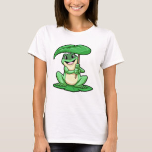 Frog on Leaf with Umbrella T-Shirt