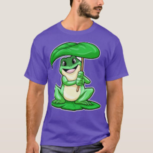 Frog on Leaf with Umbrella T-Shirt