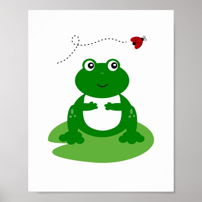 Frog On Lily Pad with Ladybug Nursery Wall Art (Front)