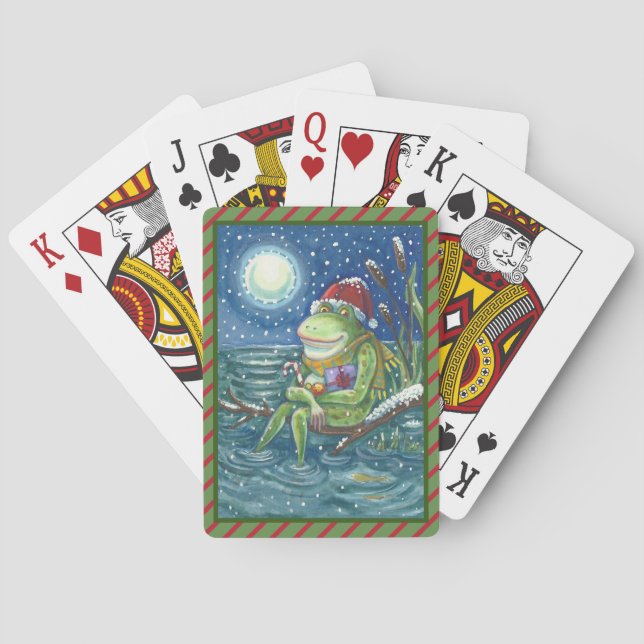 FROG ON LOG, CHRISTMAS DECK OF PLAYING CARDS Poker (Back)