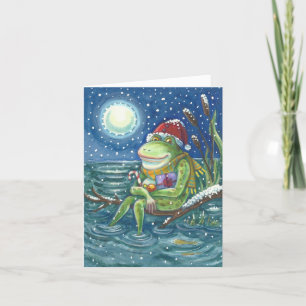 FROG ON LOG CHRISTMAS GREETING CARD Verse