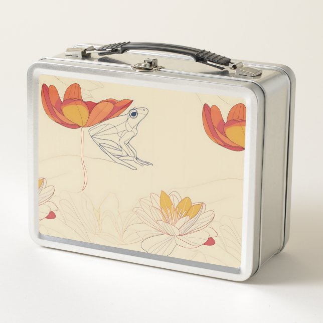 Frog on Lotus Metal Lunch Box (Front)