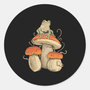 Frog On Mushroom Classic Round Sticker