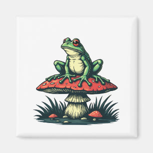Frog on Mushroom Cottagecore Forest Magic Fungi Magnet