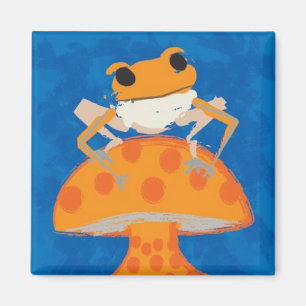frog on mushroom magnet