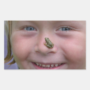 Frog On Nose Rectangular Sticker