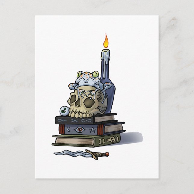 Frog on Skull With Candle Postcard (Front)
