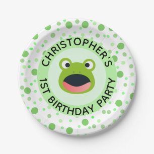 Frog One Year Old Party for Kids  Paper Plate